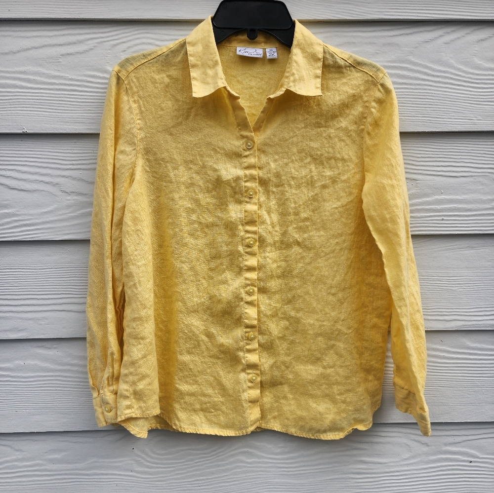 PS LINEN Kim Rogers Bright Yellow  Blouse
